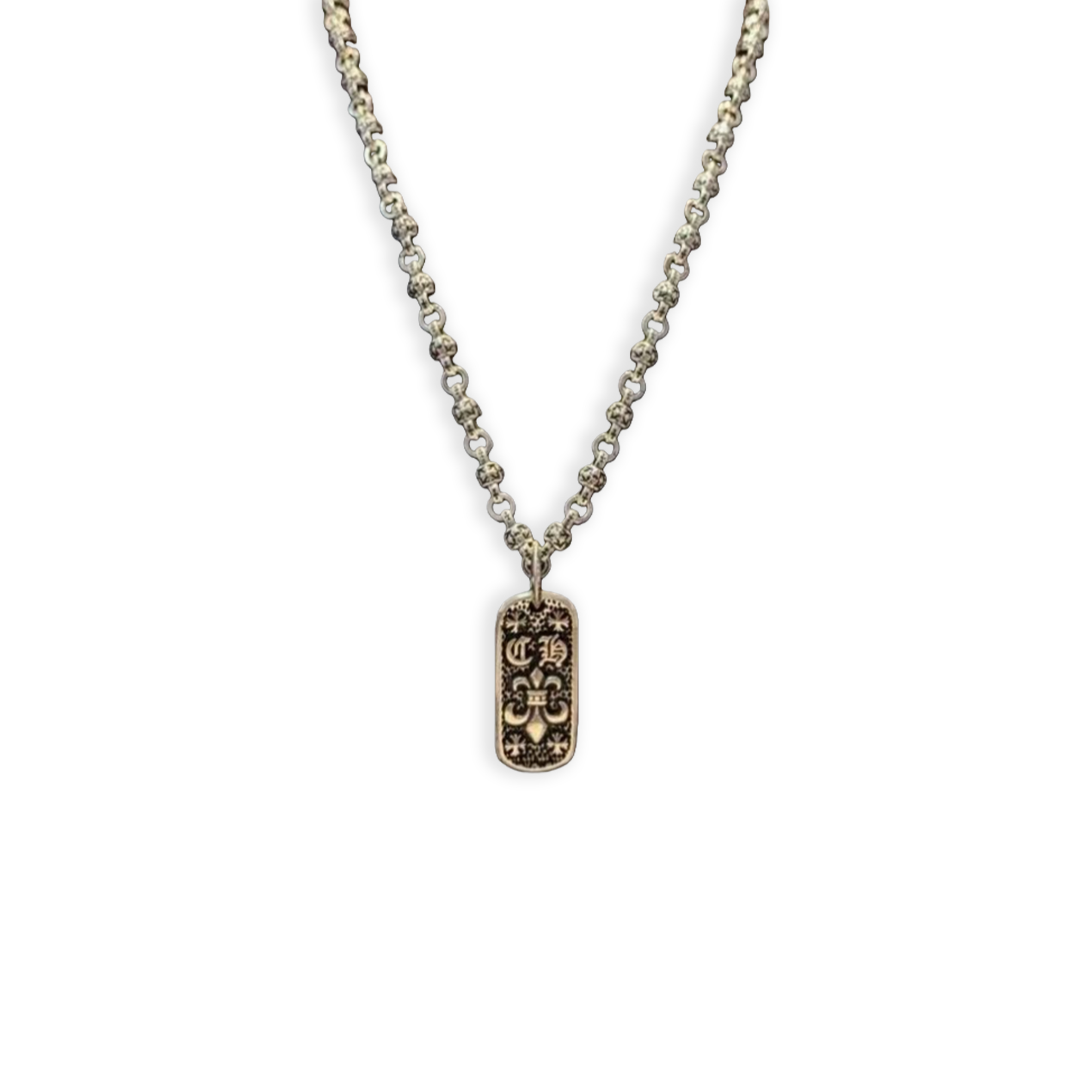 Ch*0me He**ts cross flower engraved pendant necklace